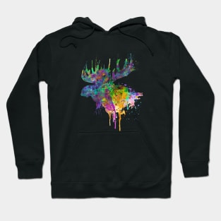 Moose Head Watercolor Silhouette Hoodie